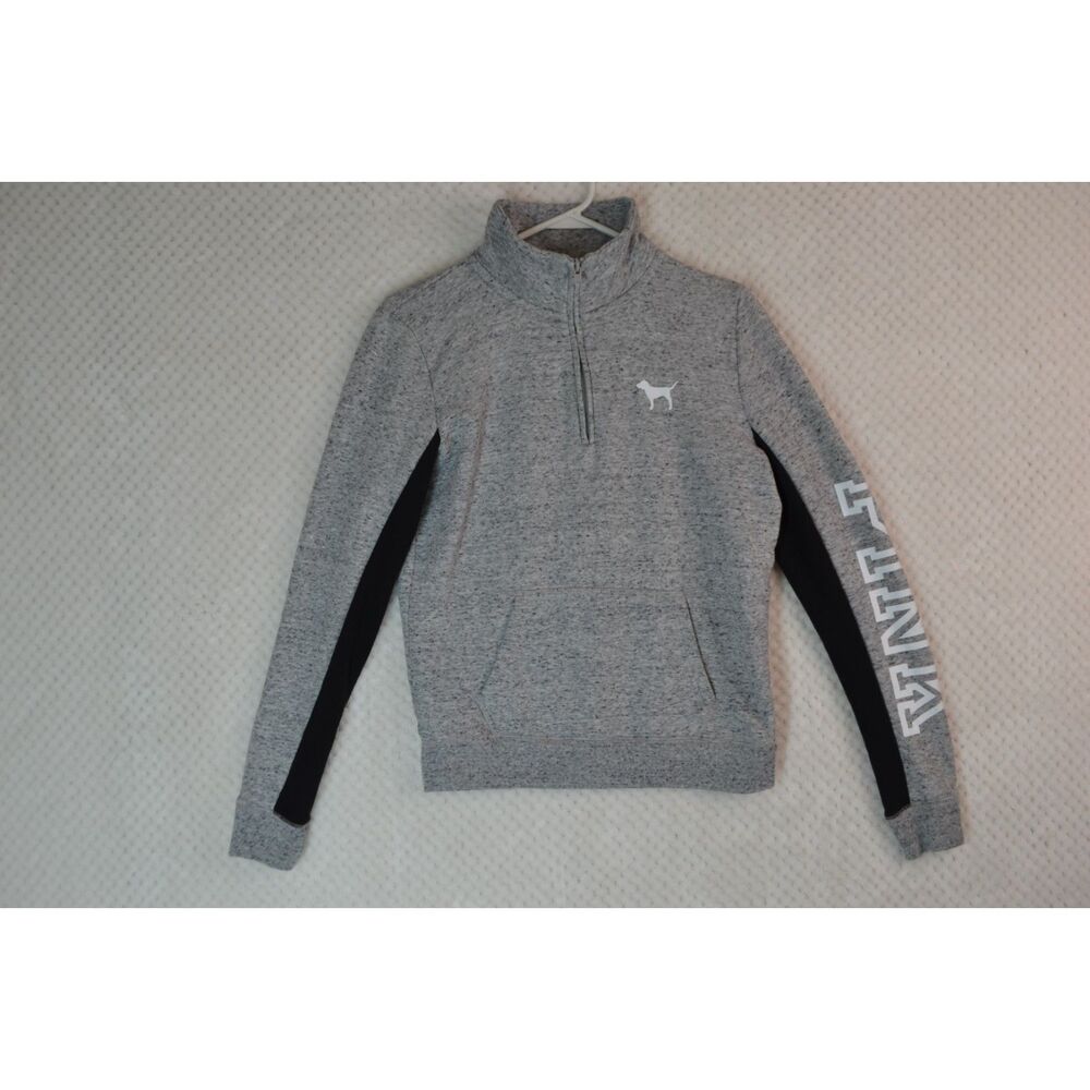 Victoria's Secret Pink Women's Small Gray 1/4 Zip Pullover Sweatshirt
